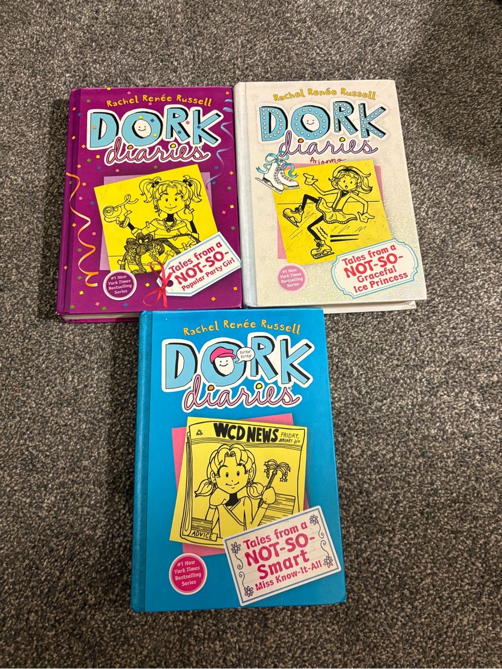 Dork Diaries Hardcover Book Bundle - Colorful Covers (Blue, Purple, White)